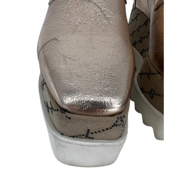 Stella McCartney Rose Gold Elyse Monogram Derbys - Picture 8 of 16